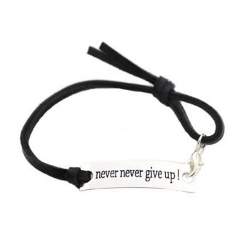 Never Give Up Leather Bracelet