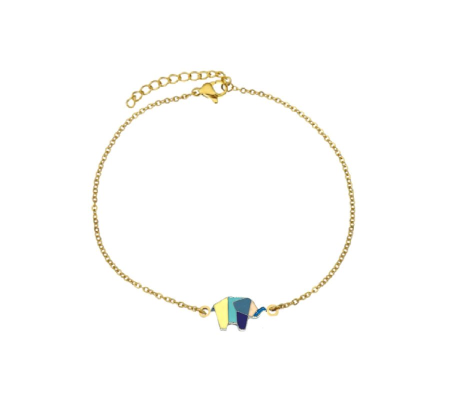 Enamel Elephant Gold plated Chain Bracelet