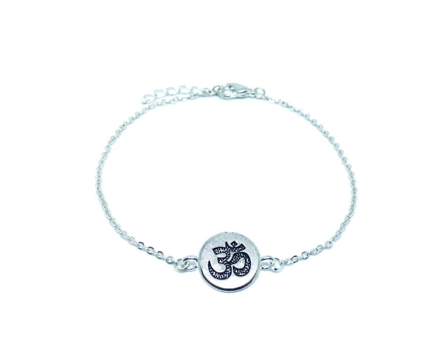 OM silver plated Charm Chain Bracelet