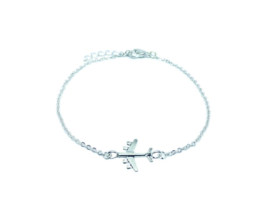 Silver plated Airplane Charm Chain Bracelet