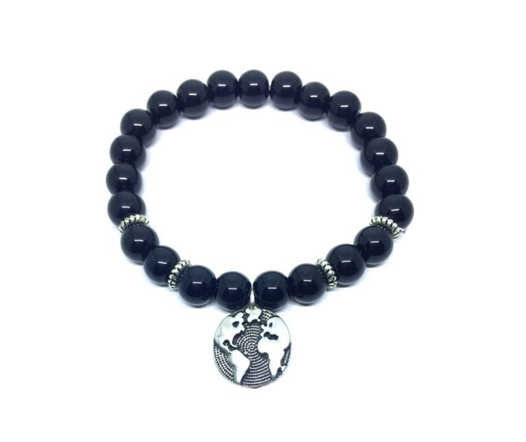 Black Tourmaline Earth Charm Bracelet