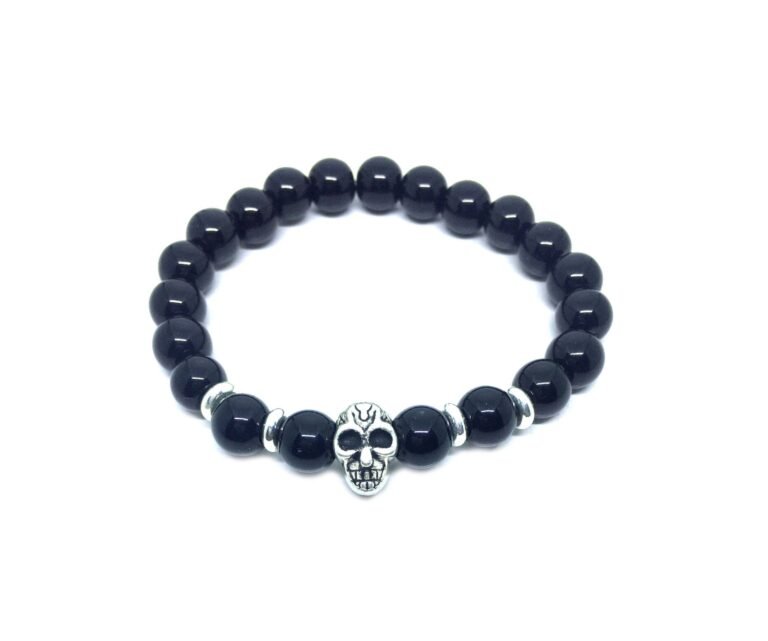 Black Tourmaline Skull Bracelet