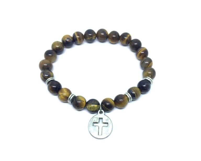 Tiger Eye Cross Charm Bracelet