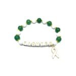 White & Green Bead FIGHTER Awareness Bracelet