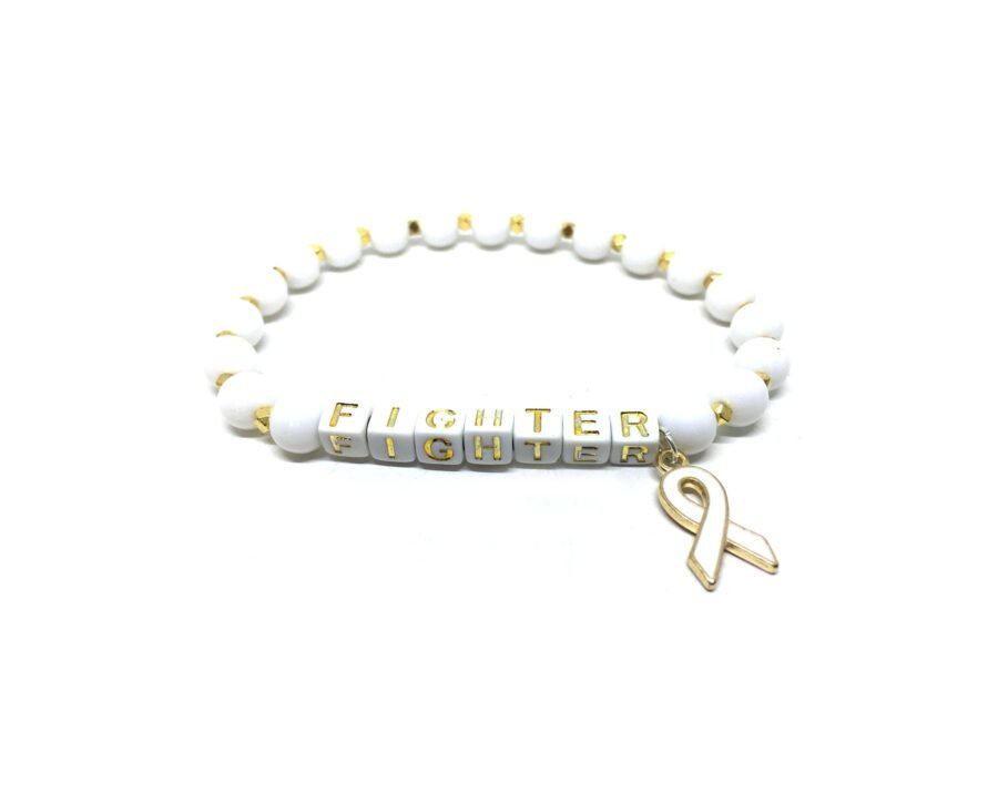 White Bead FIGHTER Awareness Bracelet