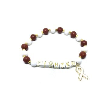 White & Red Bead FIGHTER Awareness Bracelet