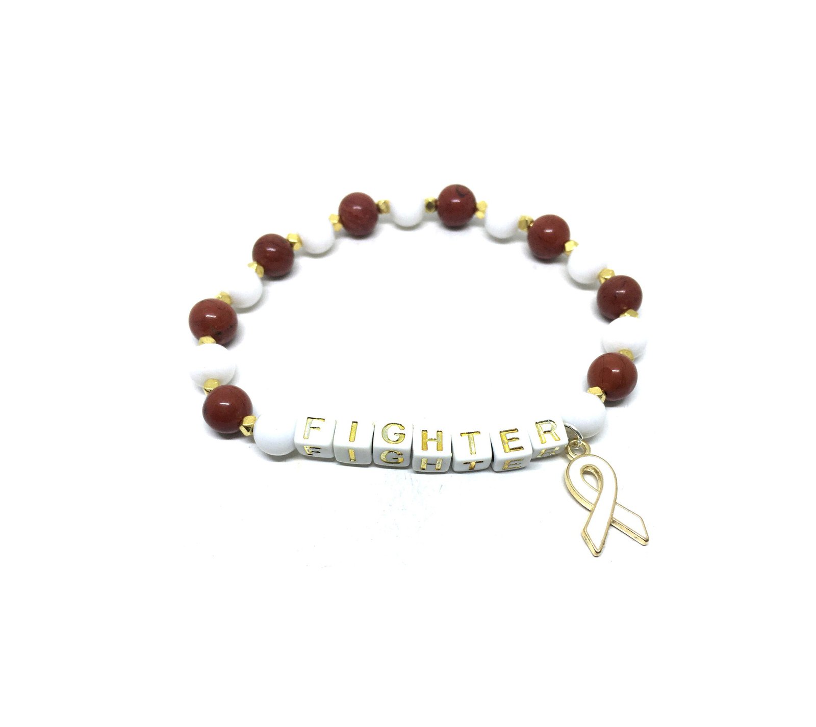 White & Red Bead FIGHTER Awareness Bracelet