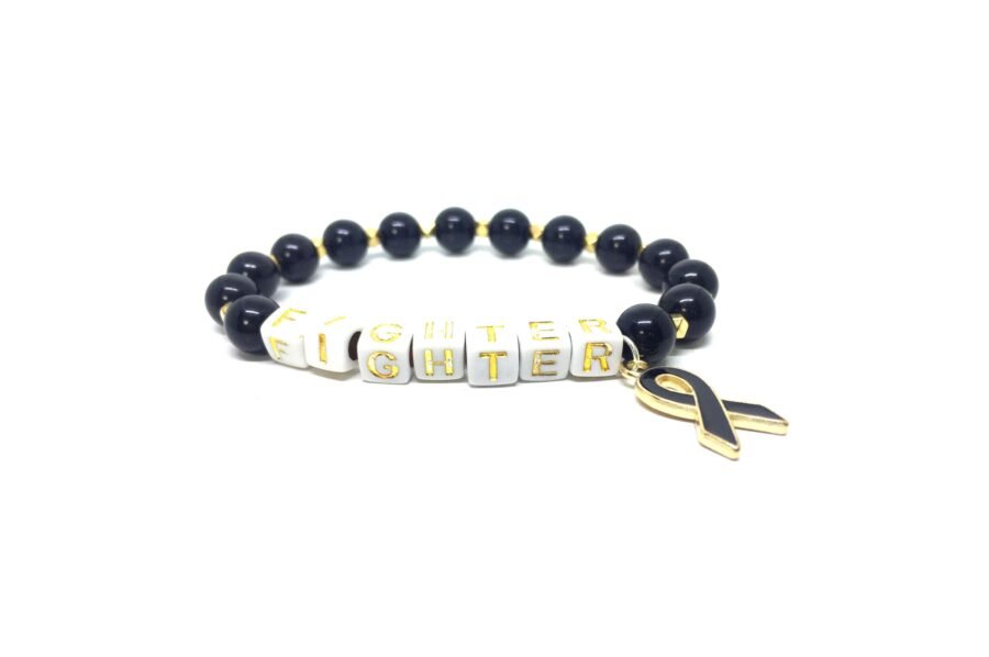 Black Bead FIGHTER Awareness Bracelet