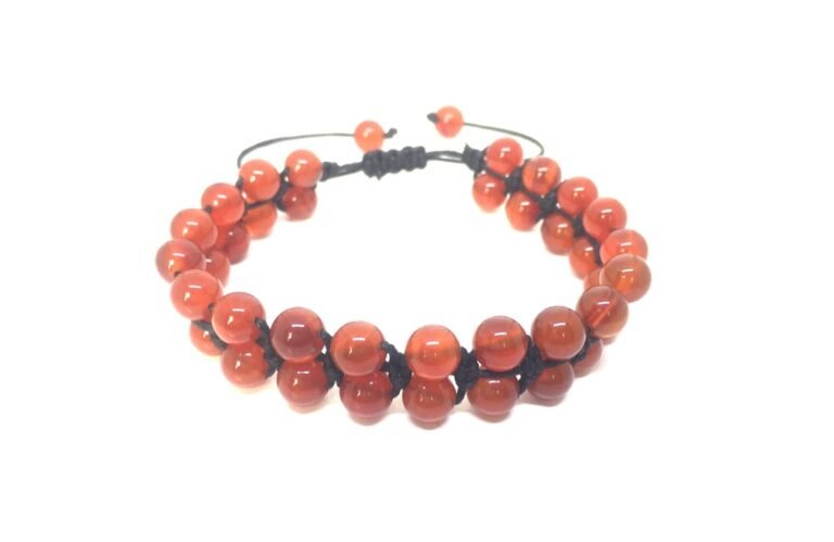 Macrame Red Agate Bead Bracelet