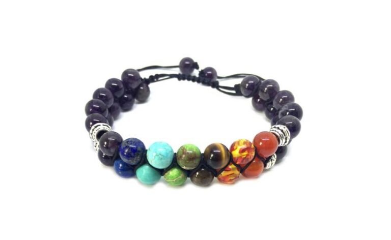 7 chakra Macrame Bead bracelet