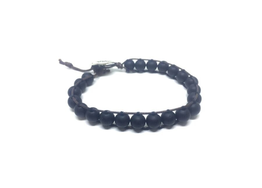 Black matte stone Wrap Bracelet