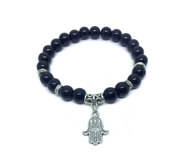 Black tourmaline Hamsa Bracelet