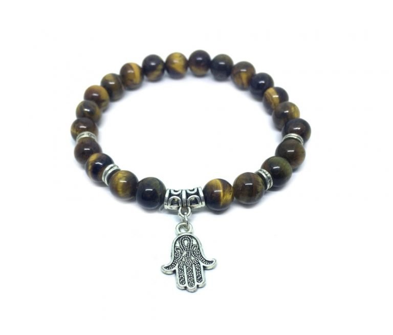 Tiger Eye Hamsa Charm Bracelet