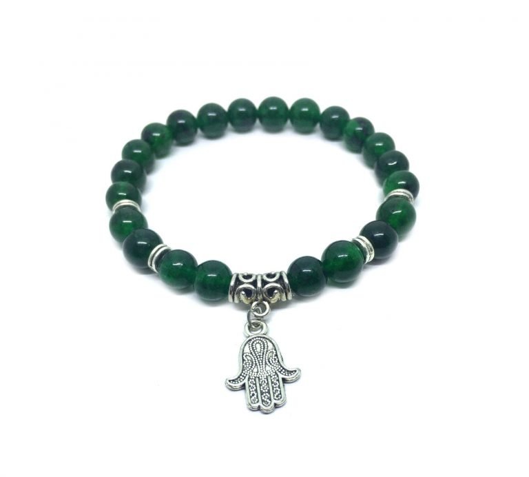 Jade Hamsa Charm Bracelet