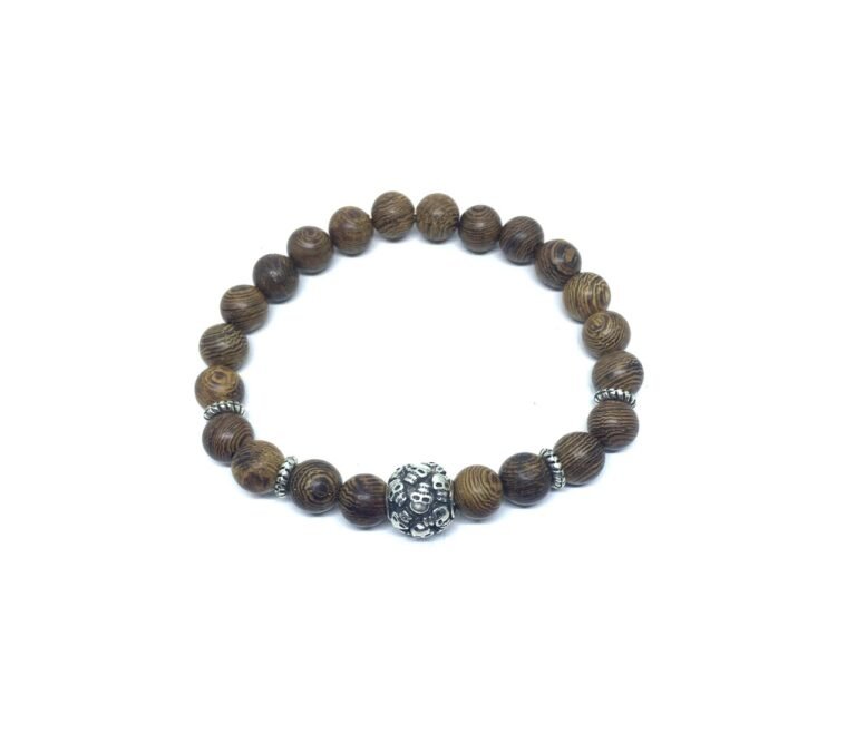 Wooden Bead Skull Bracelet