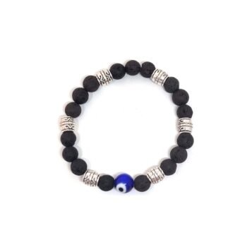 Evil Eye Beaded Bracelet with Lava Stone