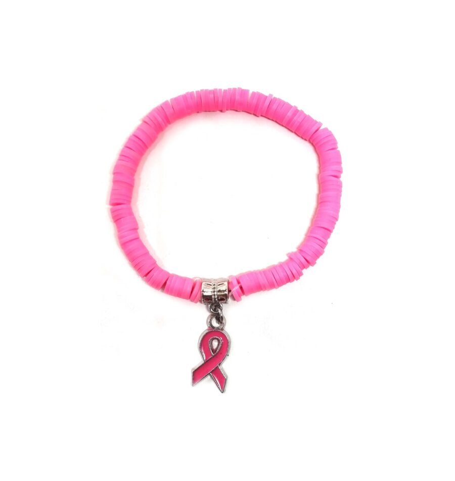 Pink Polymer Clay Awareness Bracelet