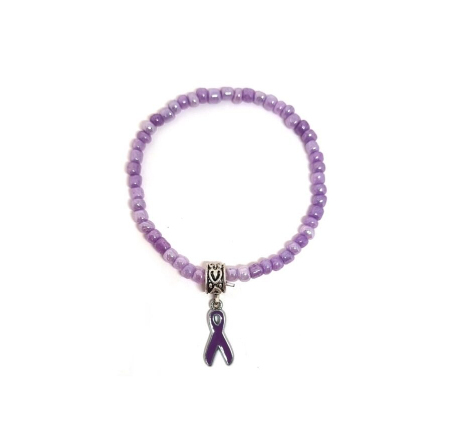 Purple Bead Awareness Bracelet