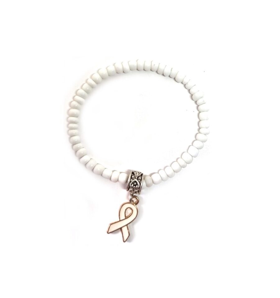 White Bead Awareness Bracelet