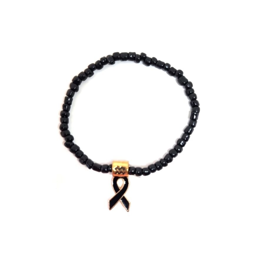 Black Bead Awareness Bracelet