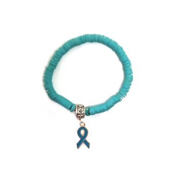 Teal Polymer Clay Ovarian Cancer Bracelet