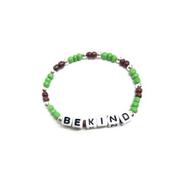 Green 'Be Kind' Bead Bracelet