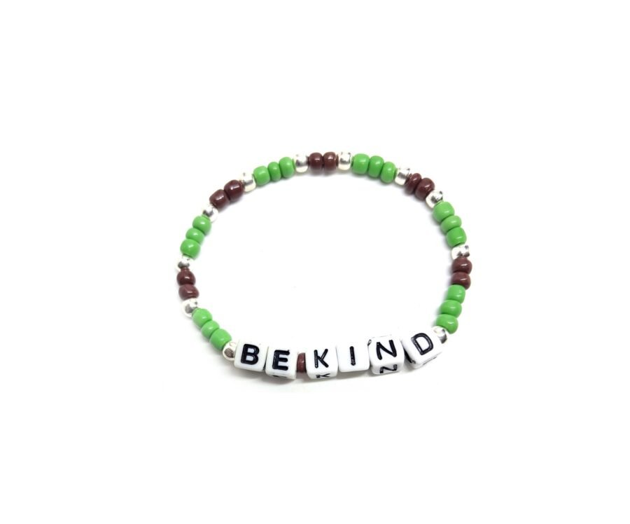 Green 'Be Kind' Bead Bracelet