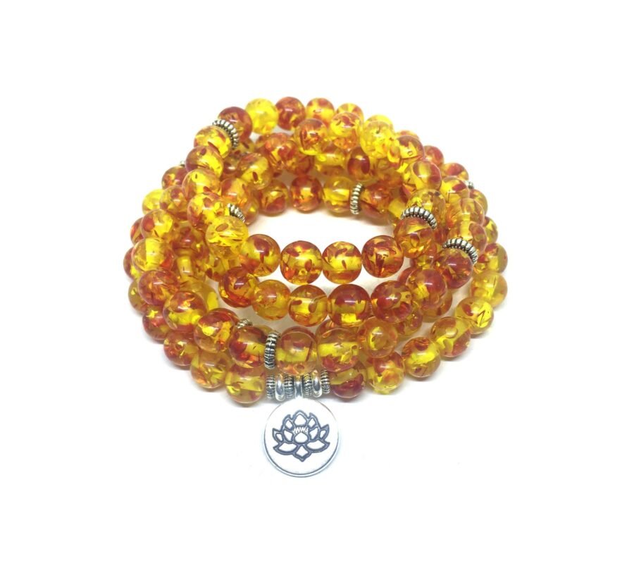 108 Amber Bead Mala Bracelet