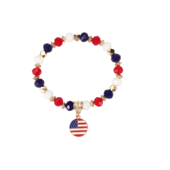 American Patriotic Beaded Bracelet