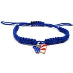 ZPATR-020 The USA Flag Butterfly Charm Patriotic Blue Bracelet