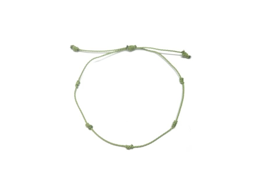 5 Knots Green String Bracelet