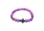 ZPRP-005 Purple Beaded Cross Bracelet